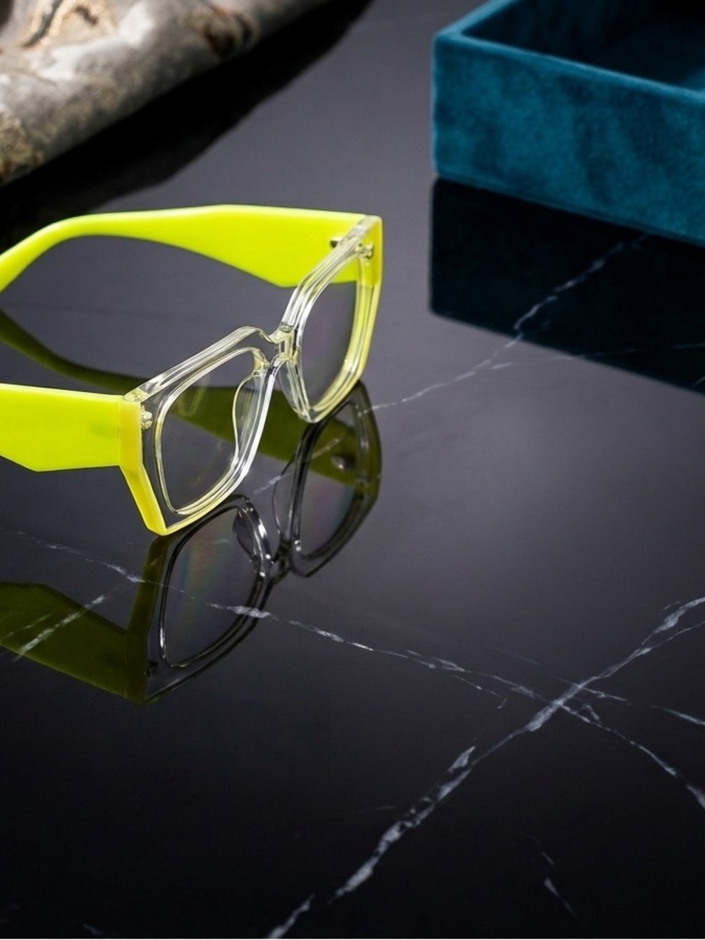 Neon Yellow Women’s Fashion Glasses - Clear Frame Accent